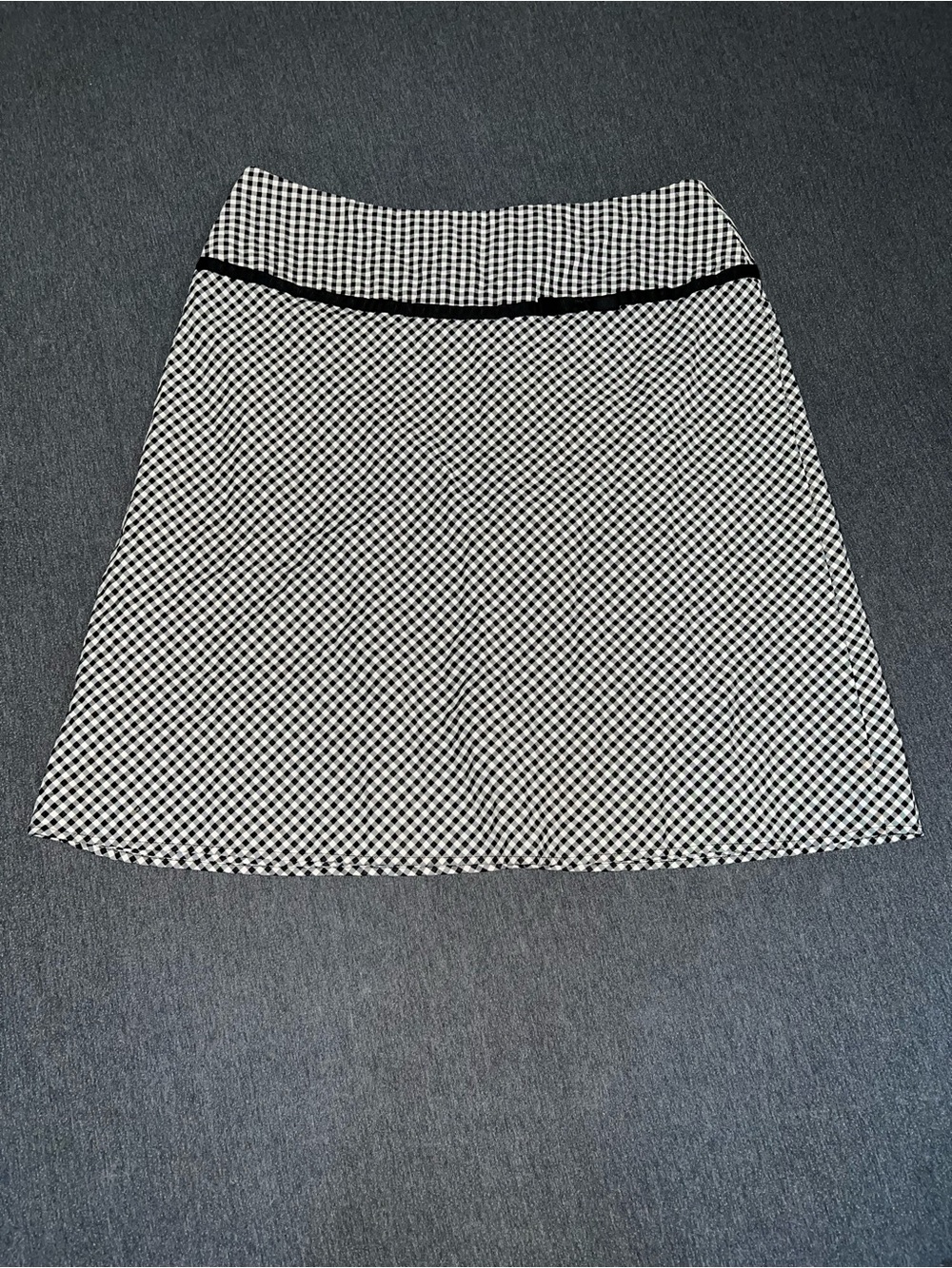 Focus 2000 Black and White Gingham A-Line Skirt with Trim